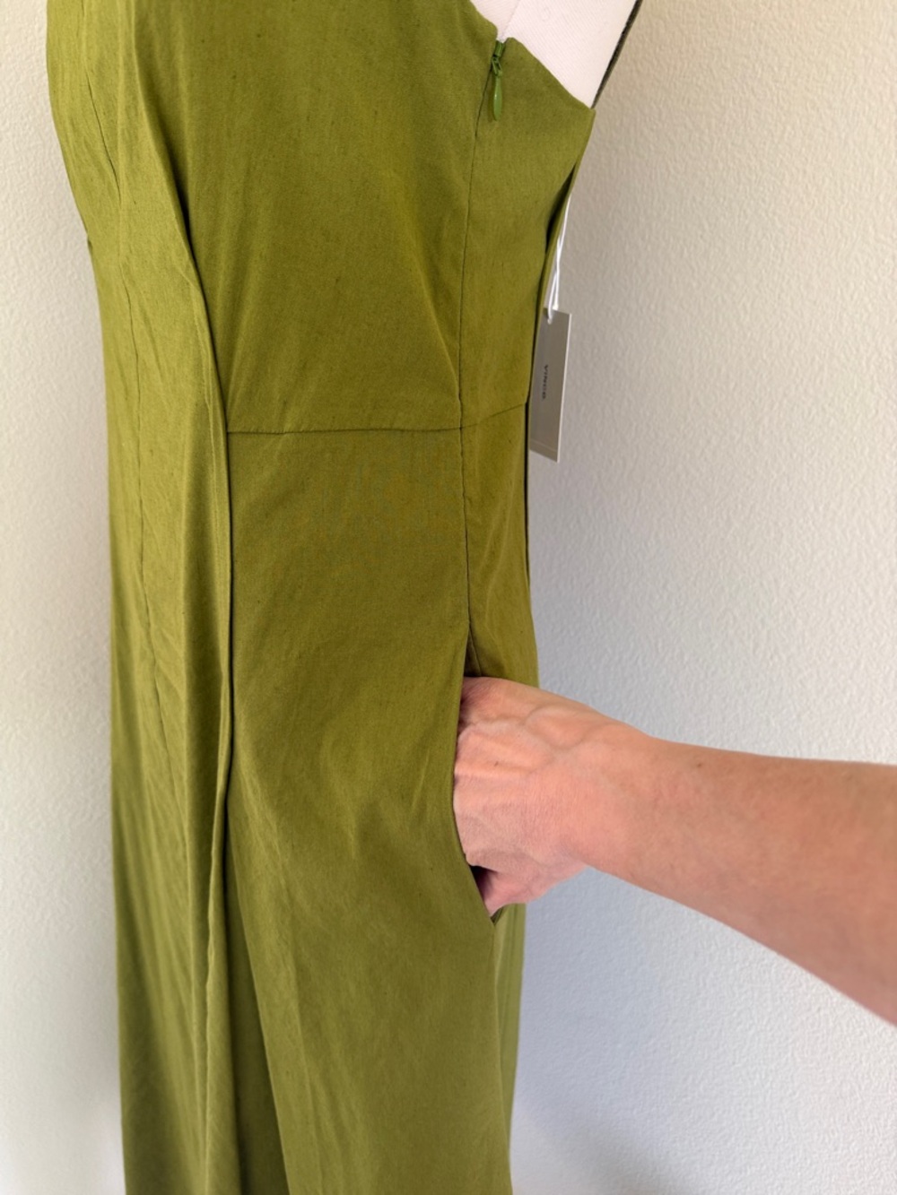 Vince Olive Green Square-Neck Midi Dress - Picture 4 of 6
